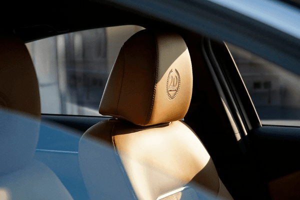 Mazda6 20th Anniversary Edition headrest with embroidered 20 logo
